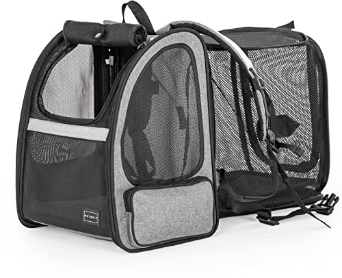 Petsfit Dog Backpack Carrier,Cat Backpacks Expandable with Great Ventilation,Fleece Mat,Perfect for Hiking,Camping Hold Pets Under 22lbs