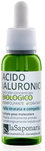 La Saponaria | Acido ialuronico multiplo peso molecolare, Siero viso antiage, Rimpolpante, Idratante e liftante, Siero antiage per eccellenza, 30ml