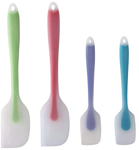 TOUGS Silicone Spatulas Set of 4 - Heat Resistant Non-Stick Flexible Rubber with Solid Stainless Steel Core Kitchen Essential Gadget Premium Scraper Spoon Set - Seamless, Dishwasher Safe, 2 Size