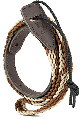 D'Addario Accessories mandolinrem – mandolintillbehör – flätad mandolinrem – brun/gräddvit