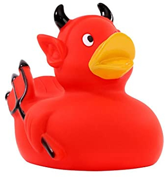 Schnabels Quietsche-Ente Teufel (rot) - Geschenk für Geburt Geburtstag Namenstag Kinder Baby Freund-in Mädchen Junge - Spielzeug Bade-Ente Badewanne Deko