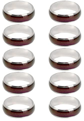Baoblaze 10 Stücke Stimmungsringe Farbe Wechseln Ring mit Farbkarten - Geschenk Schmuck Größe 6-10
