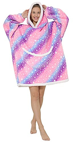 Shamdon Home Collection Sherpa Fleece Blanket Hoodie for Women and Men– Oversized Wearable Sweatshirt with Giant Hood &Pocket,Warm Cozy Lounge Pullover, Winter Gift for Unisex Adult Teenager