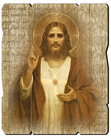 Holyart Quadro in Legno Sagomato Sacro Cuore Gesù 35x30