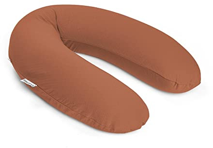 Doomoo Still-& Schwangerschaftskissen Buddy - 180cm inkl. Bezug aus Bio-Baumwolljersey, mit feiner EPS-Mikroperlenfüllung, Oeko-TEX® Standard 100, Tetra Jersey Terracotta