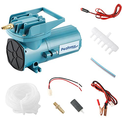 Poafamx DC 12V Pond Air Pump Oxygen Aerator with Car Cable for Outdoor Fishing, Aquarium, Fish Tank, Fountain, Seafood Restaurant