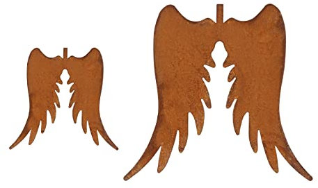 Bornhöft Lot de 2 ailes d'ange en forme d'ailes d'ange en métal rouillé - Décoration de jardin de Noël