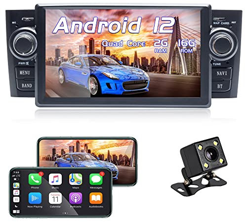 AneQu Radio Grande Punto, Autoradio per Fiat Grande Punto 2005-2009 Linea 2007-2011, Display Touch da 7 Lettore multimediale per Auto unità Principale con Display Carplay Navigazione GPS Android 12