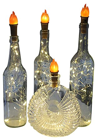 10 Pack Wine Bottle Lights with Cork, 20 LED Flameless Candle Cork Bottle Light Battery Operated Copper Wire Mini Fairy Lights(White)