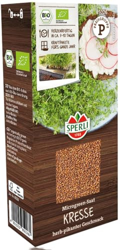 Sperli Microgreen Saat Kresse 85026, Keimsprossensaat | Schnelle Ernte in 7–10 Tagen, für Küche & Fensterbank, ganzjährig anbaubar, inkl, Keimpads