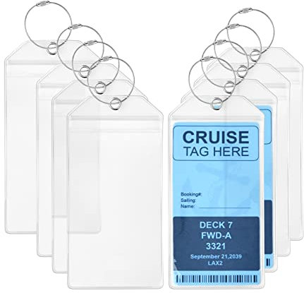 Moinkerin Gepäckanhänger, 8 Stück 19X9.5CM Transparente Kofferanhänger Mit Verschraubbaren Metallgürtel, Adressschild, Wasserdicht für Koffer, Rucksäcke