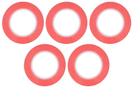 5 rotoli di nastro biadesivo 3mm/4mm/5mm PET forte adesivo rimovibile stuoia clip nastro per artigianato regalo imballaggio tappeto, rosso (3mm)