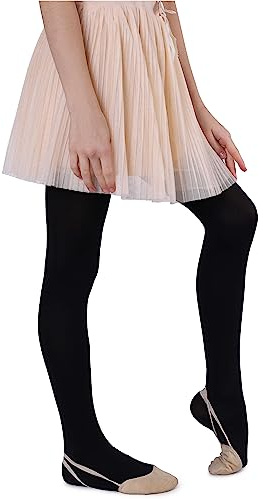 NOQ Collant in microfibra per bambina 60 DEN morbid caldi e confortevoli opachi per bambini celebrazioni casual scuola di danza un paio Mary, Nero 146-152