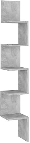 vidaXL Scaffale Angolare Muro Grigio Cemento 20x20x127,5cm Truciolato