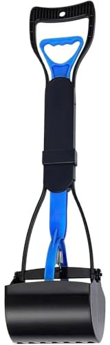 Unibos Long Handle Pooper Scooper - 62cm - Blue - 1x Portable Foldable Plastic Outdoor Garden Dog Cat Pet Poop Poo Litter Scoop Picker Grabber Bin Rake Shovel