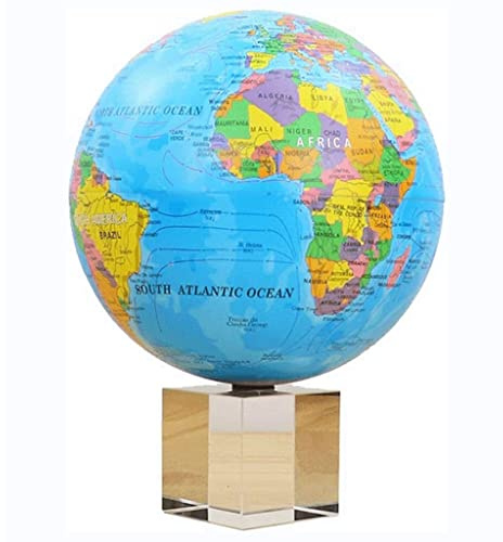 SAAKO Mappamondo Elegante mappamondo con Base in Cristallo Trasparente Globo Luminoso Auto-Rotante con Diametro di 5,9 Pollici educazione Divertente