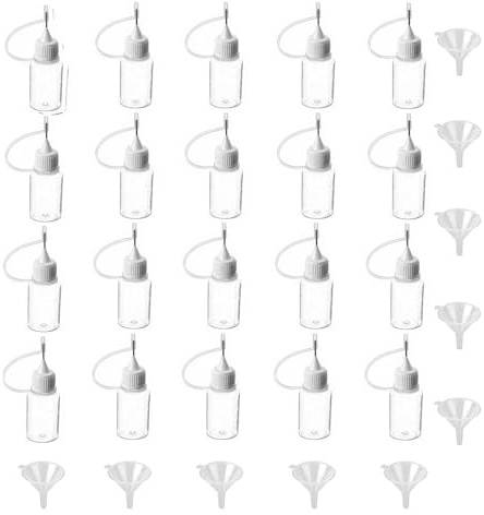 SKYPRO 20 Stück Nadelspitze Kleber Flasche Applikator DIY Quilling Werkzeug Präzisionsspitze Kleber Kunststoff Flüssigkeit Tropfflaschen (5 ml)