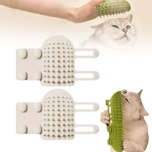 Grooming Katzenbürste,Massage Ecke Katze Bürste Mit Riemen,Cat Corner Selbstpfleger,Haustier Kitzeln Artefakt,Fellpflegebürstenkratzer Für Tischbeine Mit Einem Durchmesser Von 3,5-5,5 Cm (2, Weiß)