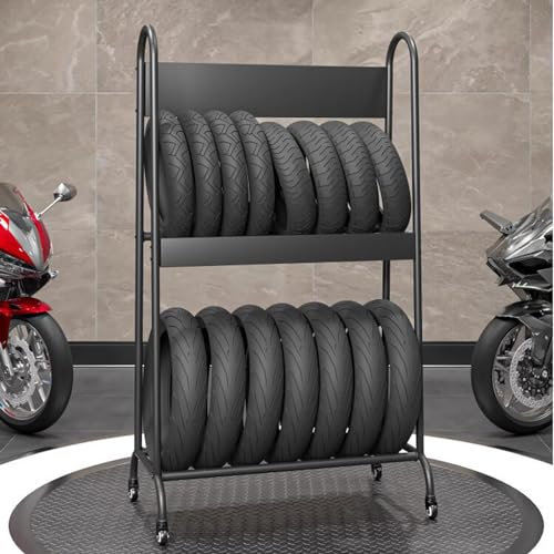 Däckställ Däckhållare Halvdäckhållare for garagegolv, vinterdäcksförvaringshållare for gamla fälgar Husbilssnödäck med hjul, kallvalsade stålrullar däckorganisatorvagn