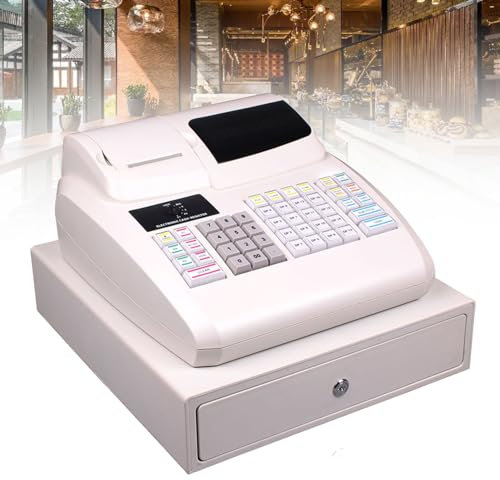 Oiyekntd 48-Button-Registrierkasse, gewerbliche Registrierkasse Elektronische Registrierkasse LED-Display POS-System-Registrierkasse für Supermarkt Einzelhandel kleine Unternehmen
