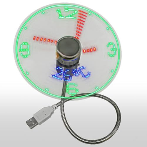 Fiorky LED Clock Fan Time Temperature Display Mini Cooling Flashing Fan DC 5V Portable Gadgets USB Powered Flexible Gooseneck LED Clock Real Time Display for Laptop PC Notebook