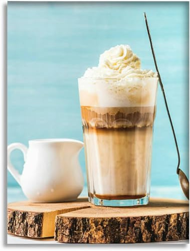 Bathroom Wall Art Decor Bathroom Pictures for Wall Artwork Latte macchiato whipped cream serving silver spoon and white Framed Canvas Wall Art for Bedroom Dining Room Farmhouse 16x20