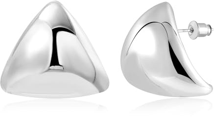 Pendientes de plata 925 con forma de triángulo para mujer, grandes y gruesos, de plata de ley, con triángulo, hipoalergénicos, grandes, gruesos, para mujer y niña