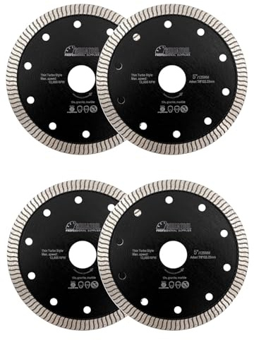 SHDIATOOL Diamond Saw Blade, Tile Blade 125mm Porcelain Cutting Disc for Tile Ceramic Brick Granite Arbor 22.23mm on Angle Grinder(Pack of 4)