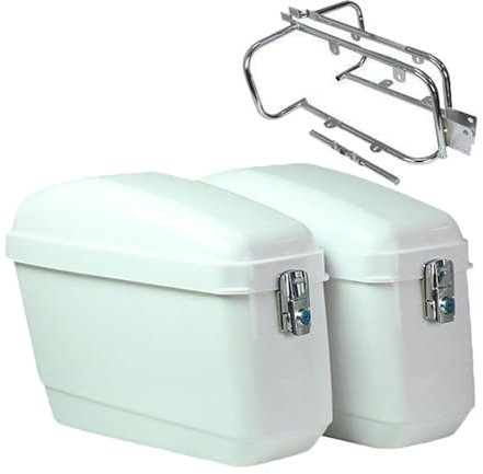 HRDMPFT Alforja De Motocicleta Universal Maletas Laterales De Abs Maleta para Moto Viajar Caja De Cola/Caja De Almacenamiento /4 Colori(White)