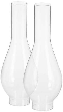 Amosfun 2 Piezas Pantalla De Lámpara De Queroseno Transparente De Vidrio Reemplazo Para Chimenea Protector Contra Viento Estilo Retro Fácil Instalación Para Decoración Hogar