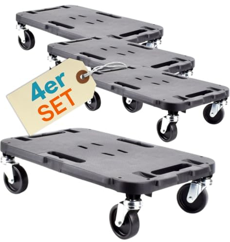 4er Set Transportroller Rollbrett Transportrollen Rollbrett Werkstatt Pflanzen Rollbretter Transport Möbelrollen flach Pflanzenroller eckig Transporthilfe mit Rollen 48