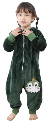 Schlafsack mit Füßen Baby Schlafanzug, Warm Flannel Winterschlafsack Strampler mit Reissverschluss, Winter Schlummersack mit Beinen Ärmeln Pyjamas Kinder Schlafoverall Mädchen Junge 0-6 Jahre