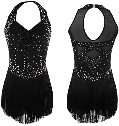 Zagitova Eiskunstlauf Kleid for Damen Ärmellos Glänzende Kristall Schlittschuh Kleidung Rückenfrei Eistanz Wettbewerb(Schwarz)