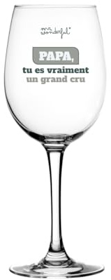 Sr. Wonderful – Copa de vino – Papa, realmente eres un gran crudo – Copa de vino de cristal, con mensaje para papá, capacidad: 47 cl.