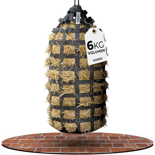 HaBro Filet à foin pour chevaux à mailles serrées | Sac à foin pour 6 kg | Sac à foin XXL de qualité supérieure | Extrêmement robuste et durable | Pour une alimentation adaptée à l'espèce
