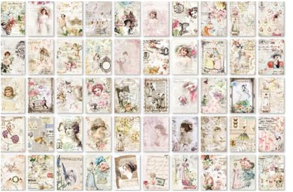 100 Hojas de Papel de álbum de Recortes de Papel de Papel Kraft, Estilo Vintage Decorativo Estético, Colección de Poesía Moteada Rara para Diy Planner Journal álbum