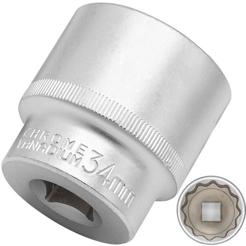 DAKCOS SW 34mm Vielzahn Nuss Steckschlüssel-Einsatz | 12 Kant | 12,5 mm (1/2) | CR-V