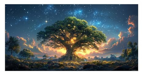 TODOAA Impression sur Toile Arbre de la vie Toile Tableau, Grand arbre image art Image sur Toile Murale pour Chambre- Maison Bain affiche Impression - 70x140cm Sans cadre(vert)