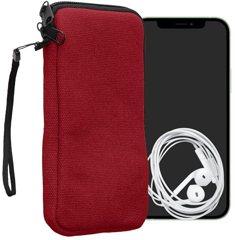 kwmobile Handy Tasche kompatibel mit Smartphones XXL - 7 Hülle - Canvas Handyhülle mit Mikrofaser Inlay in Tawny Red - Handytasche mit 17,7 x 8,5 cm Innenmaße