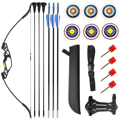 41 Archery Set,Youth Bow and Arrow Set, Suitable for Beginners and Teenagers in Archery, Adjustable from 10-15 Pounds, Suitable for Training and Improving Archery Skills in Various Scenarios（Black