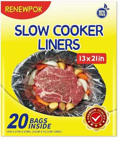 Slow Cooker Liners,3-8 Quart Cooking Bags Large Size 13x 21, Disposable Slow Cooker Bags Oval For Crock Pot (20, Large Size (3-8 Quart))