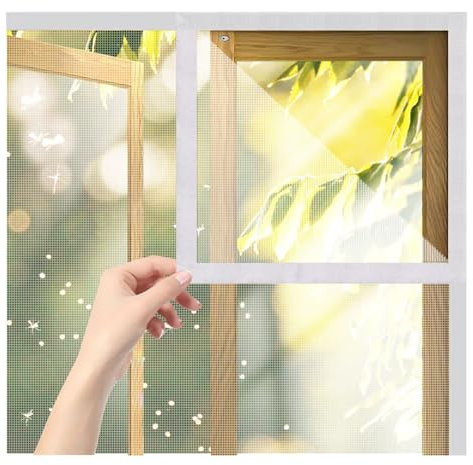 Zanzariera Finestra per Lucernario per Tetto 75x110cm Bianco Tende anti Zanzare anti Zanzare Insetti, Facile Da Installare Senza Fori con Nastro-Adesivo per Portafinestra, Balcone