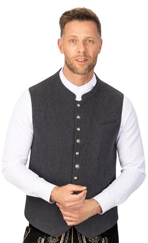 Wiesnstern Trachtenweste Graphite Grey – Robuste & hochwertige Trachtenweste für Herren – Perfekt für das Oktoberfest – Optimale Passform