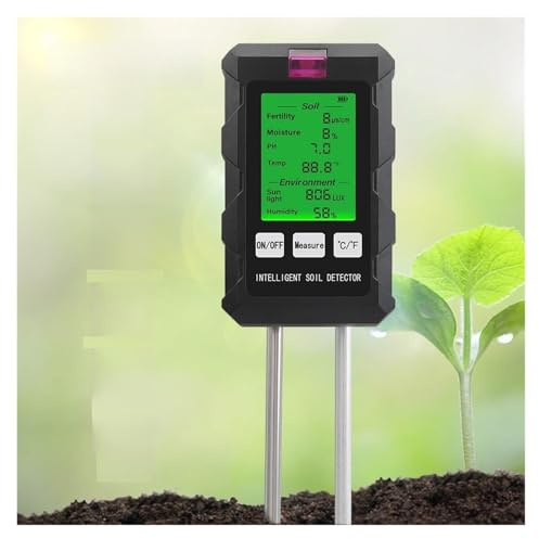 NGBFF Tester per Il Suolo, Misuratore Digitale 6 in 1 Multifunzionale del PH del Terreno, Tester di PH/Temperatura/umidità Solare, Strumento da Giardinaggio