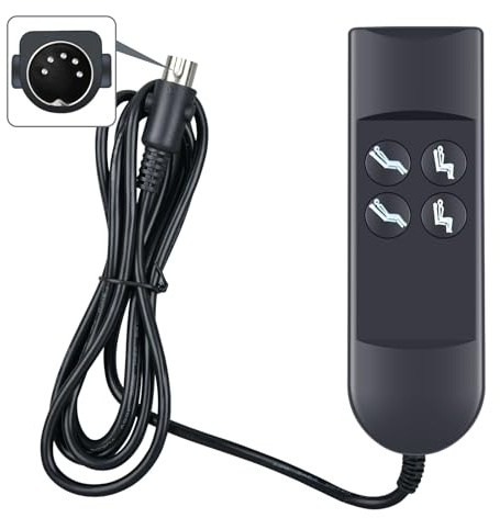 Electric Recliner Switch Remote Replacement, 4 Button 5 Pin Straight Plug Sofa Manual Control for Okin Limoss Lazy Chair, Lift Chair Controller Stand