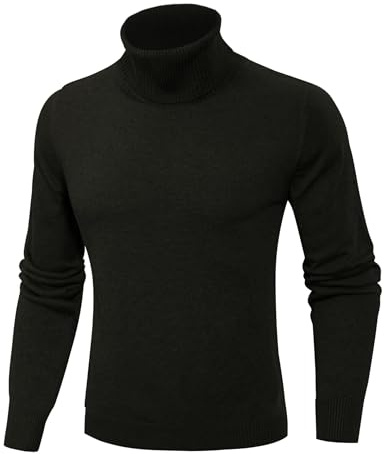 Sykooria Dolcevita Uomo Maglione – Cotone Fine Trama Morbido & Raffinato per Lavoro e Viaggio – Nero XXL