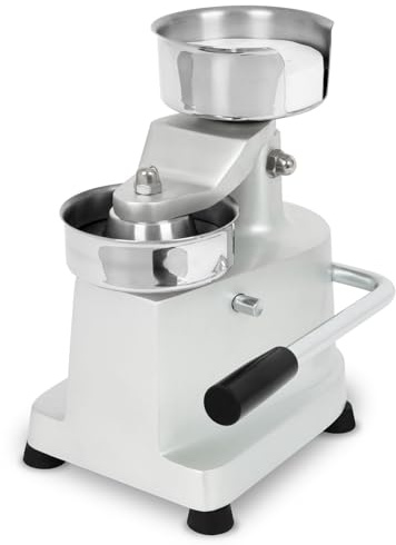VERTES Hamburgerpresse Burger Pattie Presse aus Edelstahl, Profi Produktion von Burger Patties mit 10 cm Durchmesser, Leichtgängiger Hebelmechanismus, Stabile Gummifüße, 500 Trennpapiere Inkl