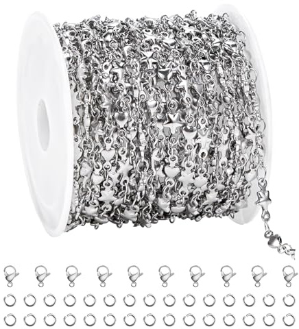 UMAOKANG 4 Meters Stainless Steel Chains for Jewelry Making Delicate Star Heart Link Chain Bulk for Women Necklace Bracelet DIY