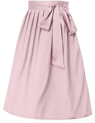Pamqsen Dirndlschürze Damen - Schürze Dirndl Spitze Einzeln Rot Schnalle Für Kurz Trachten Rock Midi Blau Olivgrün Dirndlschürzen Beige Creme Glitzer Schürzen Schwarzes Lila 65cm Lang Rosa L
