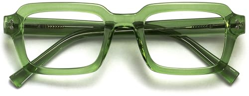 OPULIZE EDG Gafas de lectura con filtro de luz azul para mujer y hombre, antirreflejo para ordenador y gaming, montura rectangular vintage, protección UV y ocular, verde +2,50 (pack de 1)